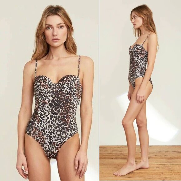 VERONICA BEARD Bridge Leopard One Piece SWIMSUIT Size S Multi Animal NEW $348 - Picture 2 of 10